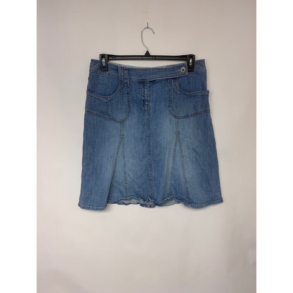 Bass Jeans Mini Godet Denim Skirt Vintage 90s Y2K  Boho Whimsical Womens SZ 12